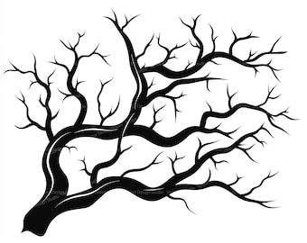 Halloween Tree Branch Svg & PNG Files, Fall Branches Clipart Silhouette, Vector Image, SVG Shirt Design Transparent Background Print file