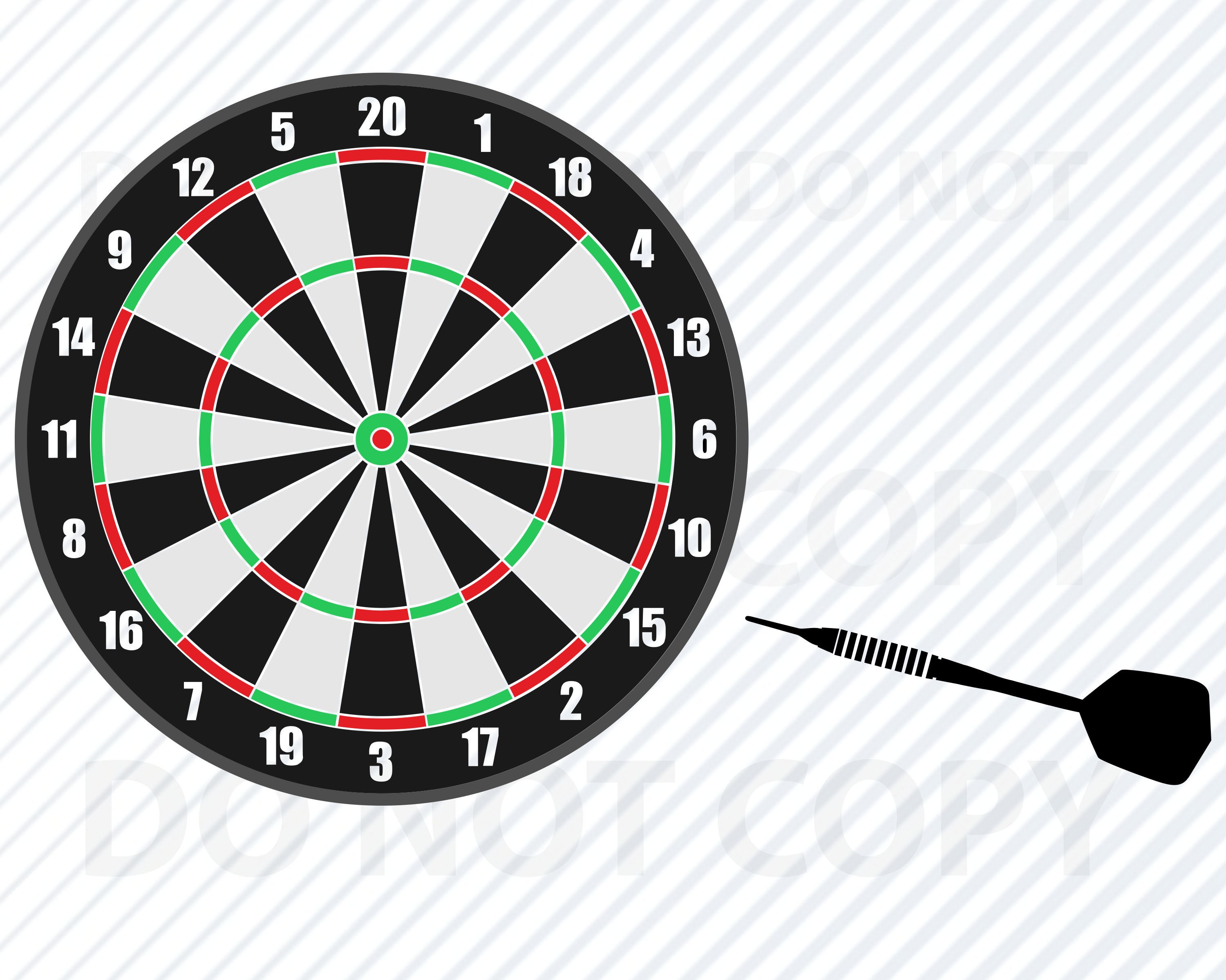 Dartboard With Dart SVG File Darts Vector Images Silhouette Clip Art Eps, Dart  Board Png Clipart Bullseye Target Practice 