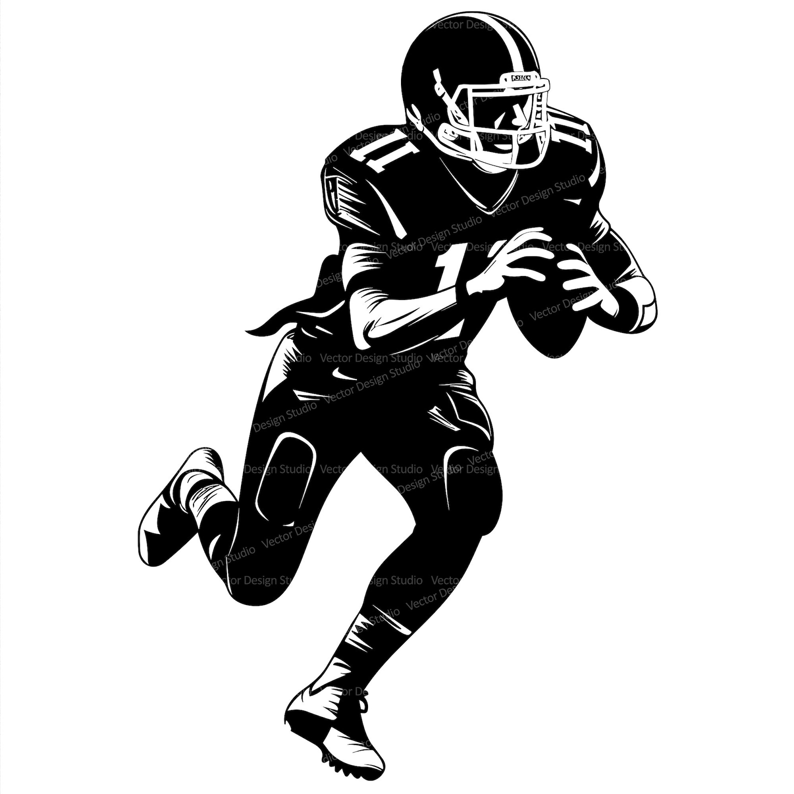 Football Player Svg & PNG Files, Quarterback Clipart Silhouette Vector ...