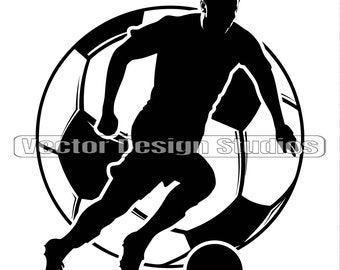 Herren Fußball Logo Design SVG & PNG Dateien, Fußball Spieler Clipart Silhouette Vektor Bild, Fußball Shirt Design Grafik, digitaler Download