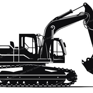 Excavator Svg file graphic, Construction Truck vector image clip art,
