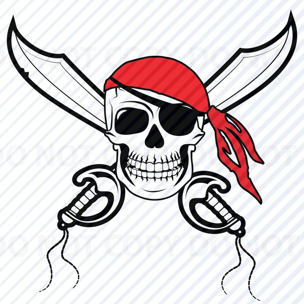 Pirate Skull Logo SVG - Sword Skull Vector Images  Silhouette Clip Art Cutting Files  SVG Files -Eps, Png Stencil ClipArt  skull