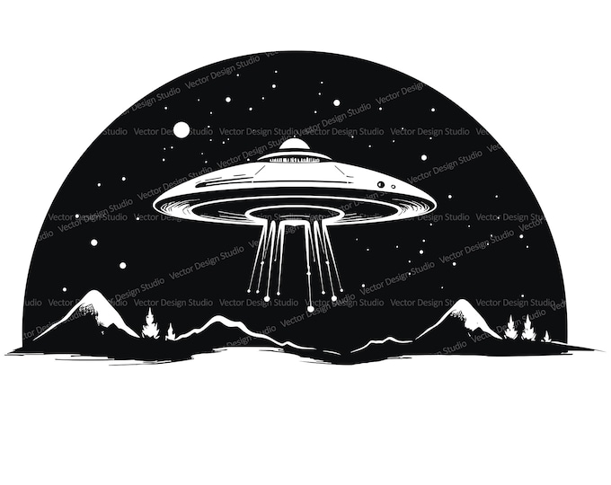 Alien Ship UFO SVG PNG File / Cute Space / Stars Planets / Kawaii ...
