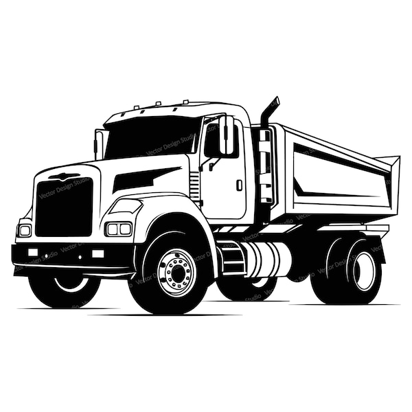 Dump Truck Svg & PNG Files, Construction Vehicle Silhouette Vector Image Clipart, SVG For T shirt Design, Transparent Background PrintFile