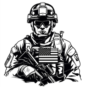 US Soldier Svg & PNG Files, American Troop Clipart Silhouette Vector Image, Military Veteran SVG Shirt Design Graphic, United States Soldier