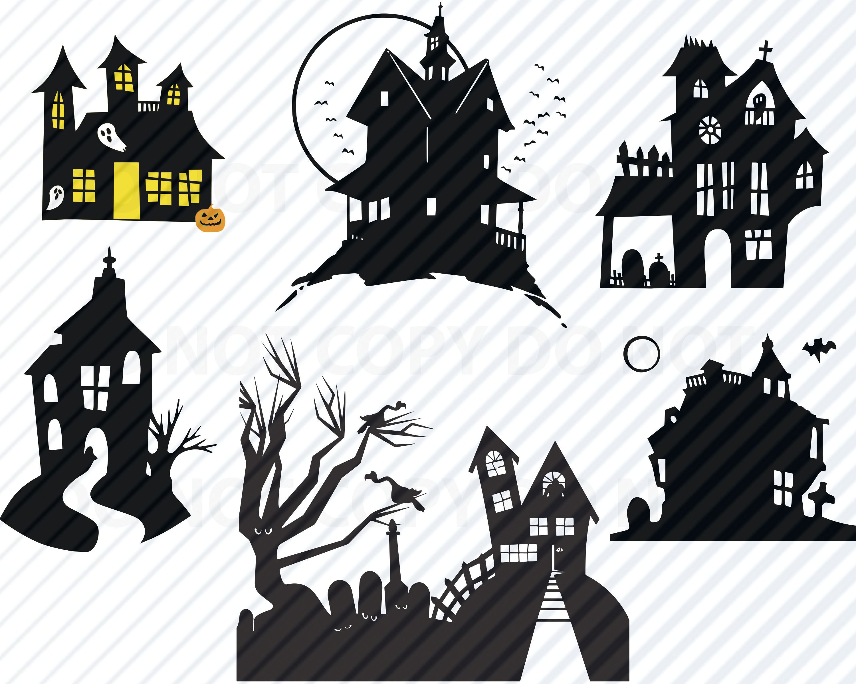 Download Halloween Svg Bundle Haunted House Vector Images Silhouette Etsy
