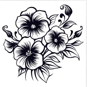 File in formato SVG viola per il mese di nascita di febbraio - immagini vettoriali floreali, silhouette di fiori, disegno in formato SVG di fiori viola, fiore di nascita ClipArt