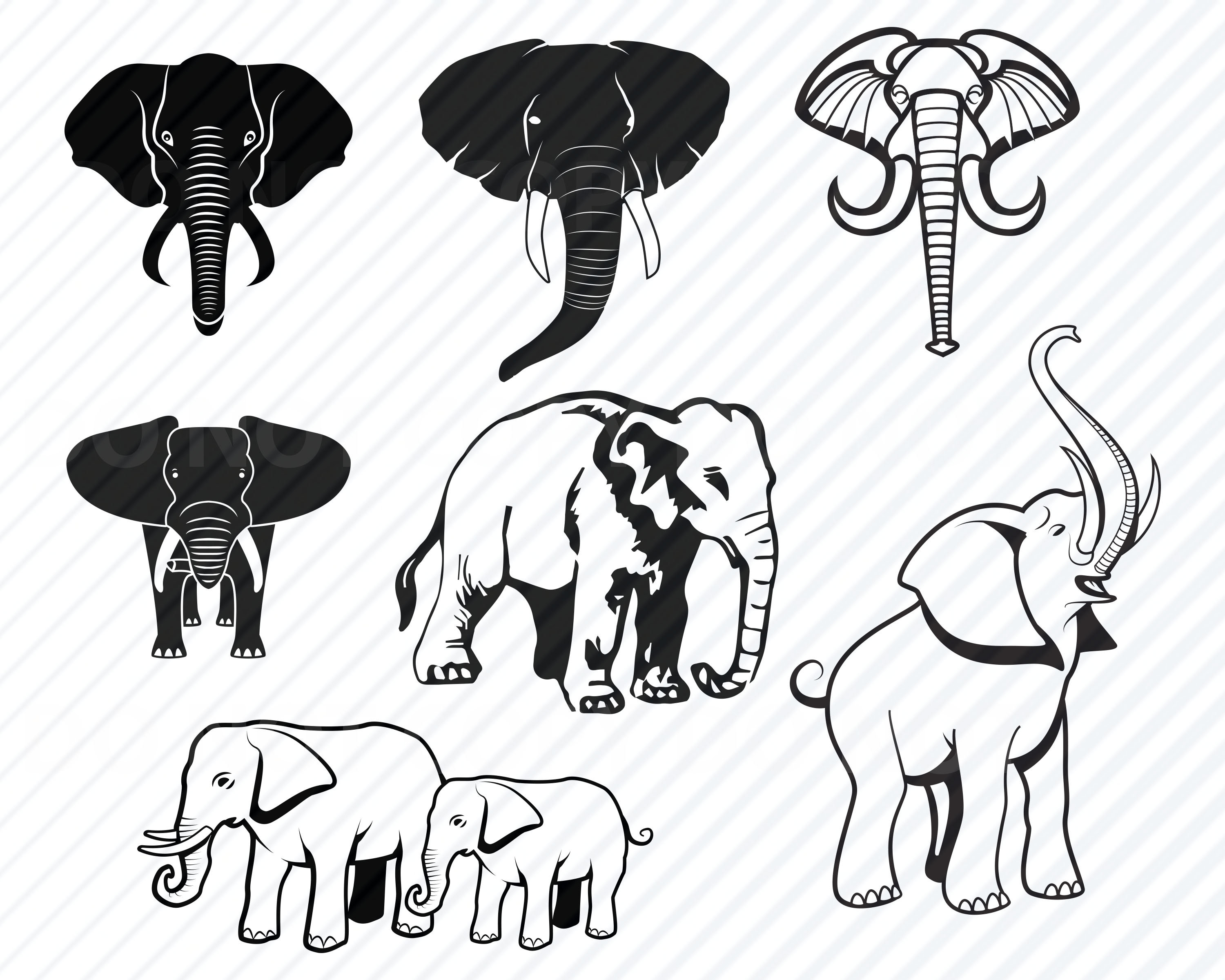 Elephant Svg Bundle Vector Images Clipart Africa Svg Etsy