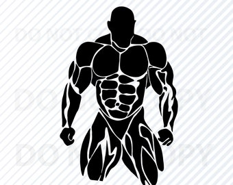 Muscle SVG Files - Vector Images Silhouette Clip Art - Body Building SVG Files  Eps, Muscle Png, dxf workout svg work out clipart
