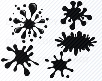 Ink splatter SVG File Bundle Vector Images Clipart -Paint Splatter SVG Image - Painting Silhouette - Eps, Png ,Dxf  -Clip Art ink