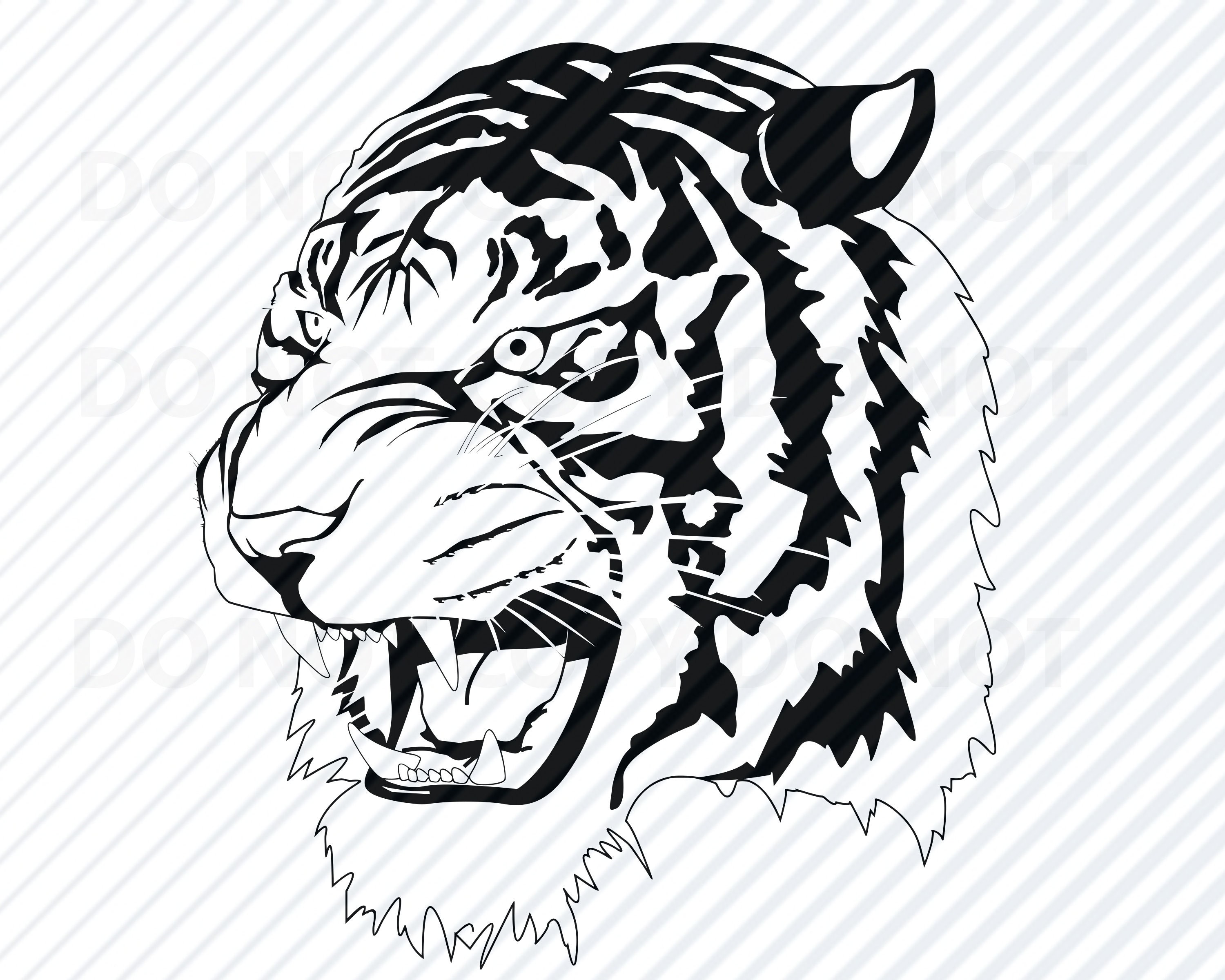 black and white tiger clipart