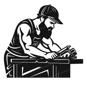 Builder Svg & PNG Files, Woodworking Silhouette Vector Image Clipart, Construction SVG For T shirt Design, Transparent Background Print