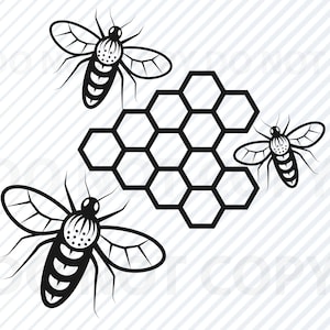 ミツバチの SVG ファイル - 蜂のベクター画像シルエット クリップ アート バンブルビーの SVG ファイル Eps、蜂の Png、dxf ステンシル クリップ アート ハニー コーム svg
