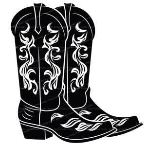 Cowboy boots Svg & PNG File Graphic, Western Vector Clipart, Illustration SVG For T shirt Design, Transparent Background print