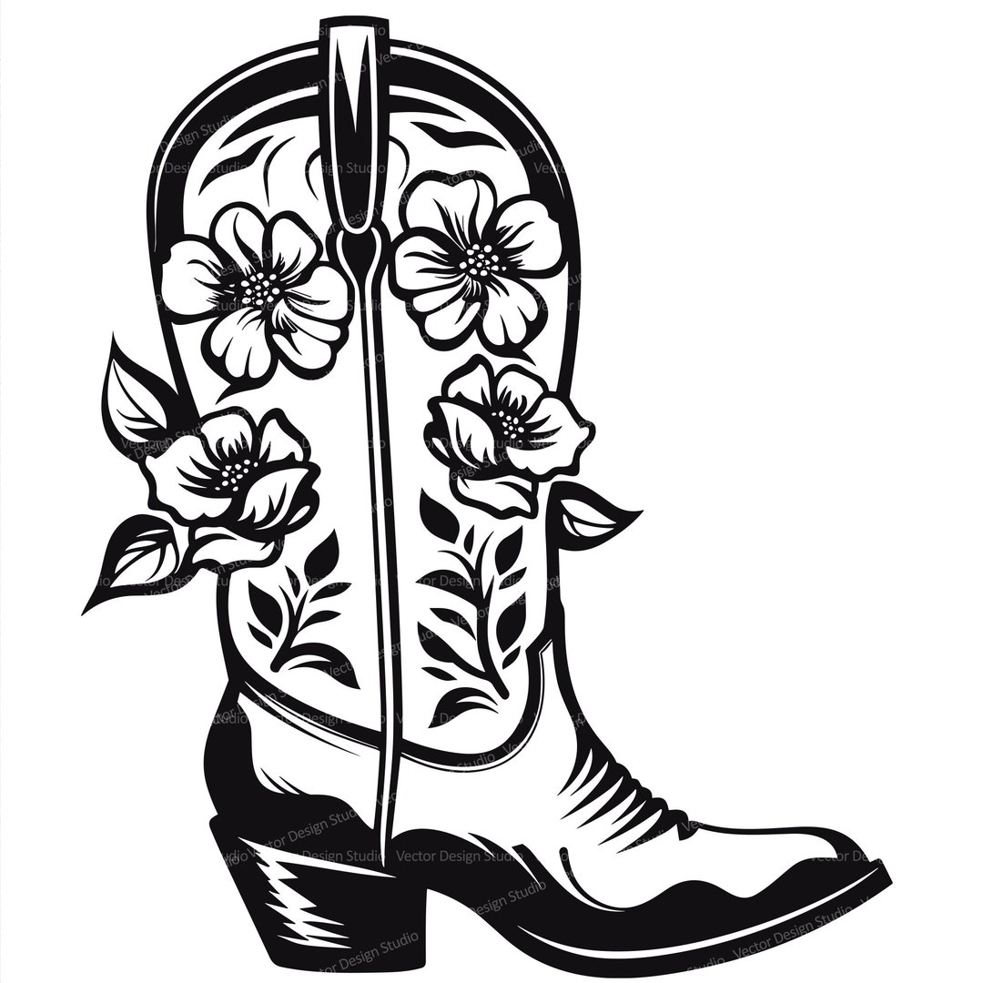 Cowgirl Boot With Flowers Svg & PNG Files, Floral Western Clipart ...