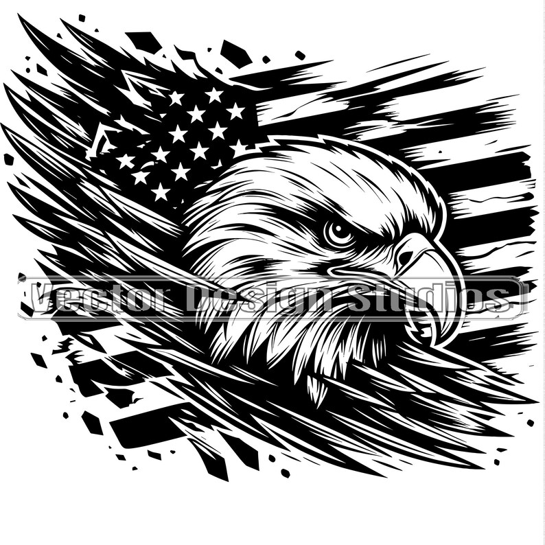 Eagle Head American Flag Svg & PNG Files, Patriotic Clipart Vector ...