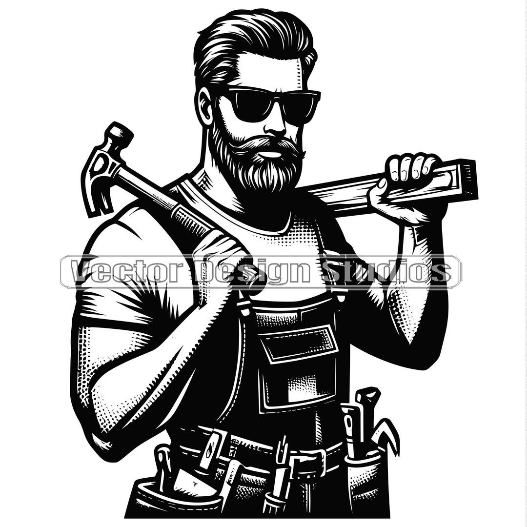 Carpenter Svg & PNG Files, Woodworking Silhouette Vector Clipart ...