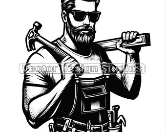 Carpenter Svg & PNG Files, Woodworking Silhouette Vector Clipart, Construction SVG For shirt Design, Builder Svg Image, Handyman clip art