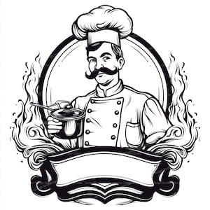Chef Svg & PNG Files, Kitchen Clipart Silhouette Vector Image, Cook SVG Sublimation, Transparent Background Sublimation File