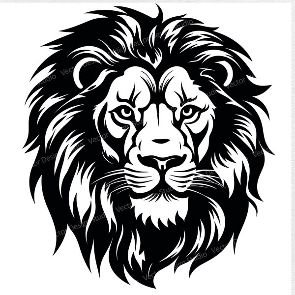 Lion Head SVG File, Lion Vector Images, Silhouette, Roaring Lion Face SVG Logo design, Leo svg ClipArt, Cut File, CNC file, Digital download