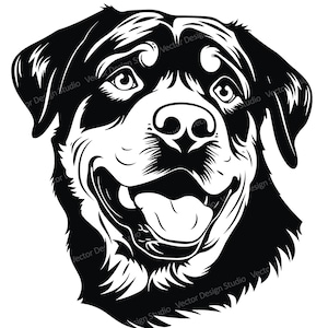 Rottweiler Head SVG File - Rottweiler Face Vector Images Clipart Dog Immagine SVG per il logo