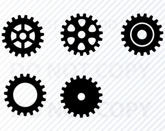 Gears SVG Filed  - Gear Vector Images Silhouette - Cut Files SVG  - Mechanic svg- Eps, Gear Png ,Dxf cnc file steampunk