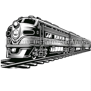 Passenger Train Svg & PNG Files, Locomotive Trains Silhouette Vector Image Clipart, SVG For T shirt Design, Transparent Background