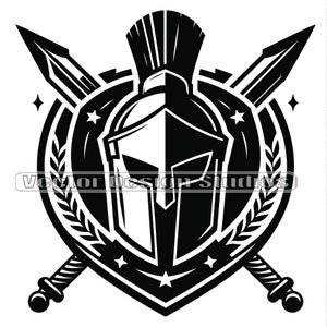 Arquivos Svg e PNG de capacete espartano, clipart de design de logotipo espartano, imagem vetorial de silhueta de espada de Esparta, clipart de guerreiros gregos, download digital
