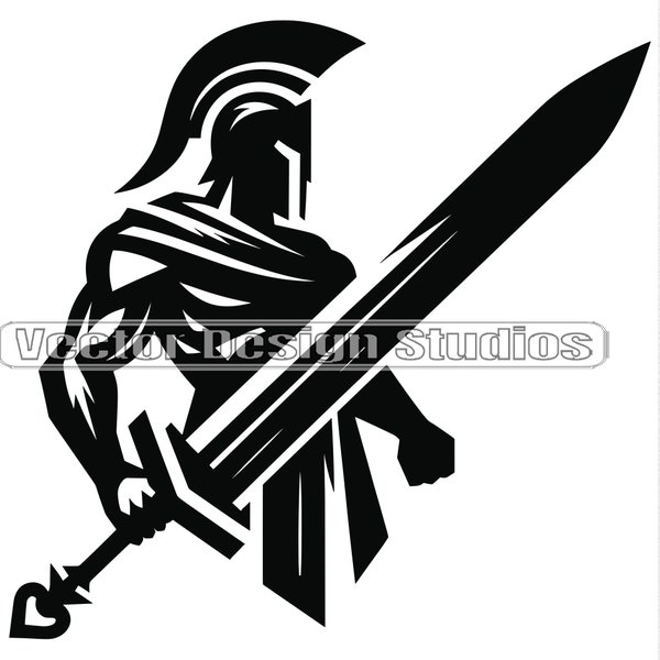 Spartan Warrior Svg & PNG Files, Spartan Clipart, Sparta Silhouette Vector Image, Guerriers grecs Clip art, Téléchargement numérique