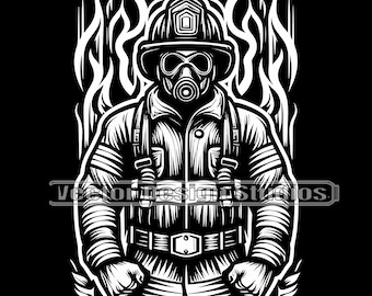 Fireman SVG, Firefighter Clipart, Vector Silhouette (Digital Download)