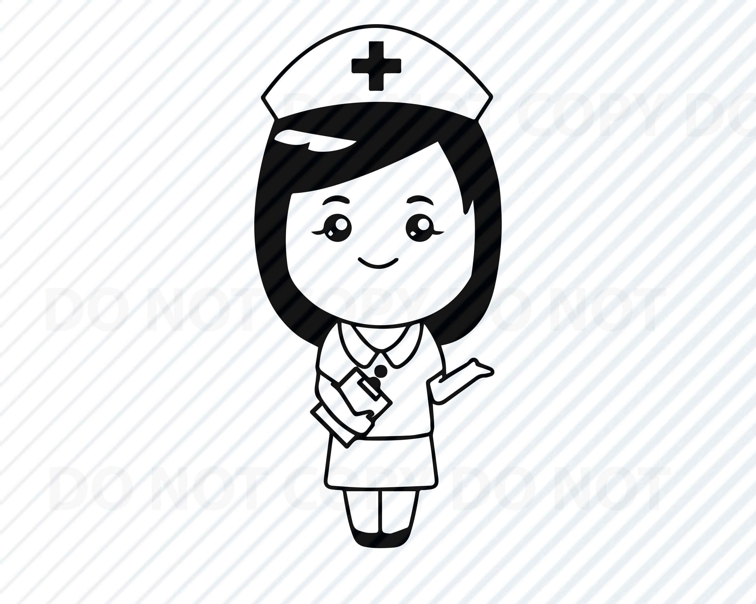 nurse black and white clipart