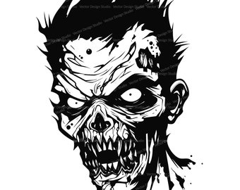 Scary Zombie SVG & Png File, Halloween Horror Clipart Silhouette, Undead Vector Images,  Clip art, SVG for Shirts, Digital download