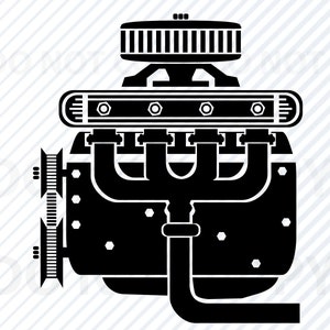 V-8 自動車モーター SVG ファイル - 自動車エンジン ベクター画像 シルエット - モーター クリップアート - SVG クリップ アート クリップ アート - Eps、Png、Dxf メカニック svg