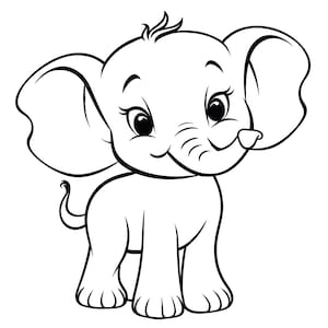 Cute Baby Elephant Svg & PNG Files, Baby Safari Animals Clipart Silhouette Vector Image, Kids SVG For T shirt Design Transparent Background