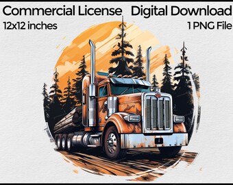 Logging Truck Png for Sublimation, Logger truck clip art, Logger T shirt Design,