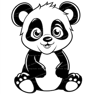 Baby Panda #2 SVG Files - Vector Images Clipart -Panda Bear SVG Image  - Fish Silhouette Eps, Png ,Dxf  -Clip Art zoo animal svg