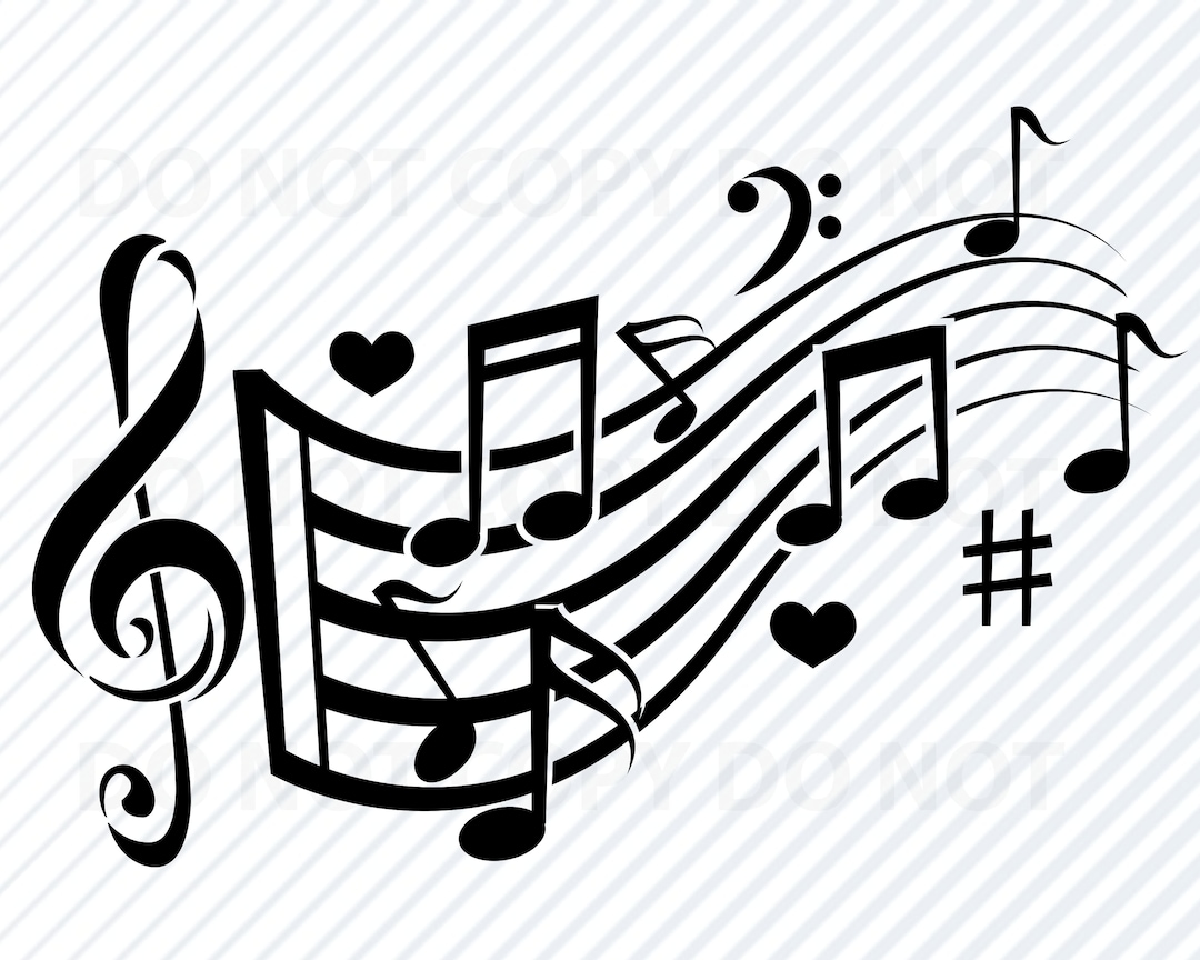 Music Notes SVG Files Silhouette clipart Treble Bass Clef - Etsy Denmark