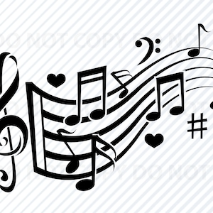 Notas musicales Archivos SVG Silueta - Imágenes Prediseñadas - Clave de sol agudos Imagen SVG - Notas musicales SVG - Eps, Png, Dxf - Clip Art música png