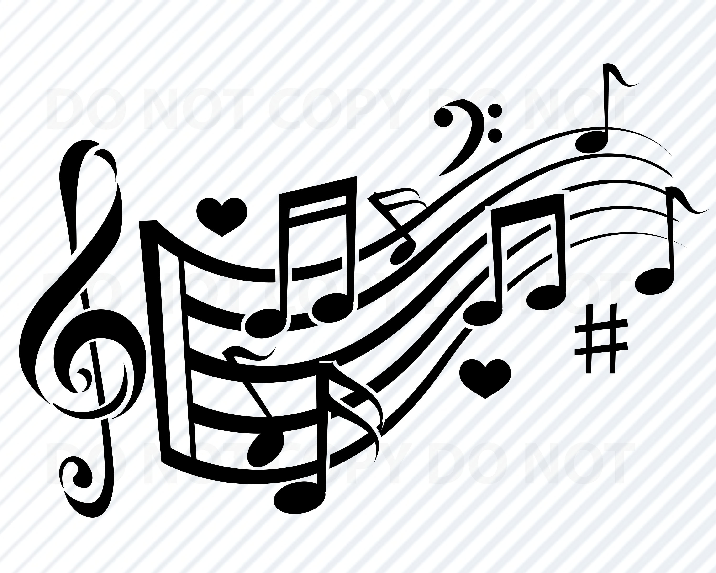 Download Music Notes SVG Files For Cricut Silhouette Clipart Treble ...