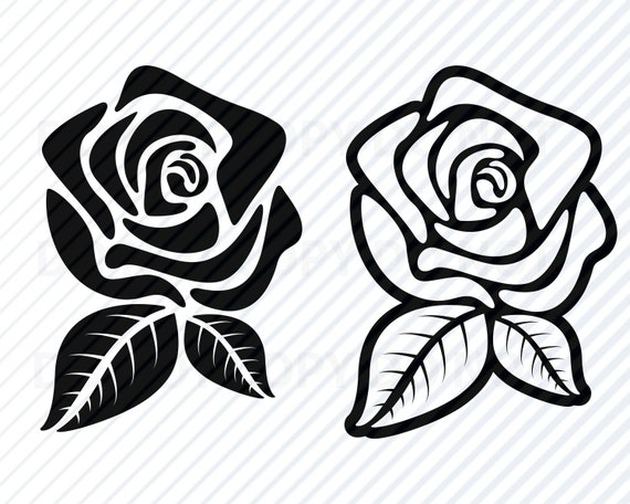 Rose SVG, Single Black Rose SVG, Rose Silhouette, Wedding gift