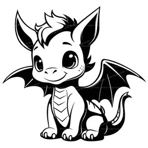 Baby Drache SVG Datei Silhouette Drache Vektor Bilder Clipart -Cut Dateien -Fantasy Drache - Eps, Baby Drache Png,Dxf -Clip Art