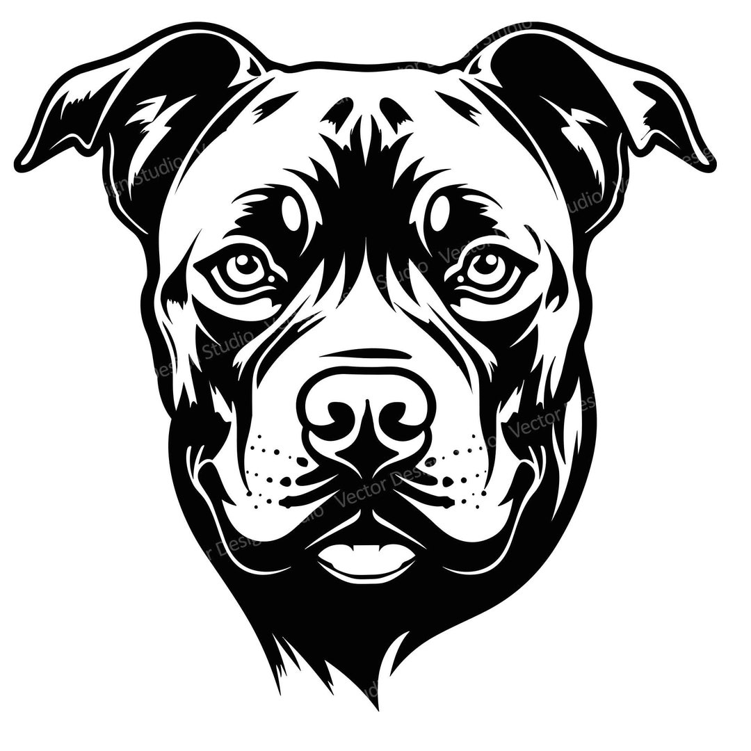 Pitbull Head SVG File Pitbull Profile Vector Images Clipart Dog SVG