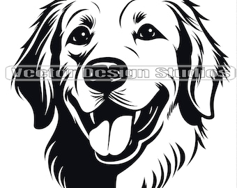 Golden Retriever Head SVG File  - Golden retriever Vector Images Clipart Dog SVG Image for Logo