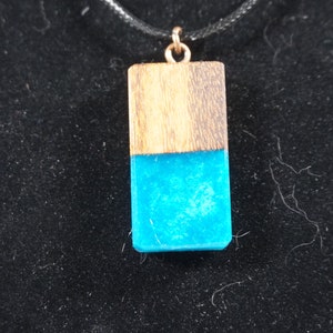 Blue Swirl and Exotic Wood Earring and Pendant Set