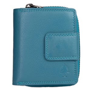 Carteira Akiro feminina pequena couro com bolso zíper masculina