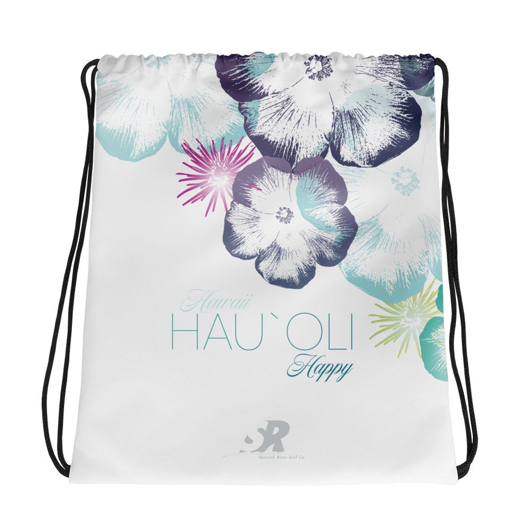 ? Hawaiian Hibiscus Floral Black Drawstring Bag Amazon.com: Aloha Black And White Hawaiian Hibiscus Floral  main image 2