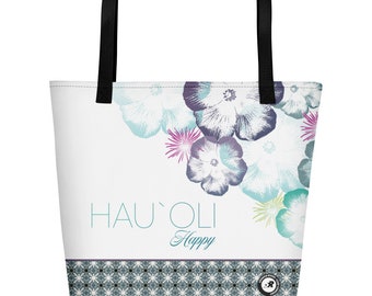 Hawaiian Hibiscus Floral Design Beach Bag