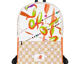 Contemporary Vibrant & Vintage Designer Backpack | Pattern Backpack with Laptop/Tablet Pocket for School College Travel or Everyday Purse