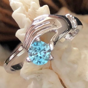 Sterling Silver Ring 0.51 ct Blue Natural Cambodian Zircon handicraft December’s birthstone  VVS