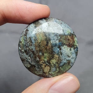 8.97  Mermaid Fuchsite with blue Kyanite cabochon Russian look my IG Freakenfru Dmitrii Danilov crystal Green Forest stone from Russia stone